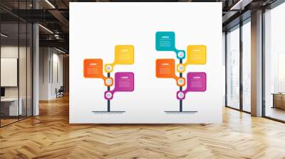 Business concept with 2, 3, 4 or 5 options, parts, steps or processes. Set of Vertical Timelines, infographics. The development and growth of the business. Time line of tendencies or trends graph. Wall mural