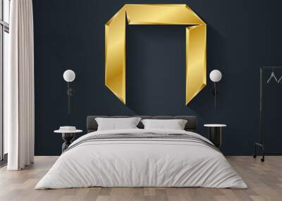 Letter N, Vector gold font. Elegant Template for company logo. Pseudo origami style, including flat version. Metallic Design element or icon. Wall mural