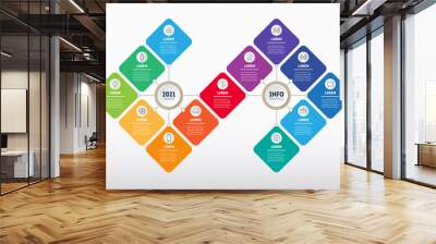 Presentation or info graphics with steps. Template of Infographic for technological or education process with options. Annual report. Development of business in a crisis or recession. Vector. Wall mural