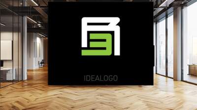 R and 3 - initials or logo. R3 - monogram or logotype. Design element or icon. Vector. Wall mural