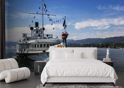 ship on the Zurich Lake, Switzerland Wall mural