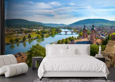 Old houses in  Miltenberg town,  Bavaria, Germany. Wall mural