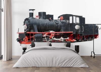 vintage black locomotive isolated on white background Wall mural