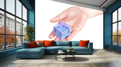 Hand with gift box Wall mural