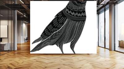 raven folk with ornament mystic bird for halloween isolated vector hand drawn Wall mural