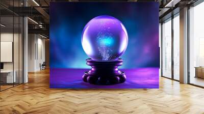 A crystal ball glowing with an inner light set against a mystic background Wall mural