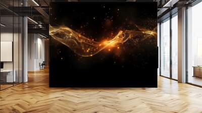 Abstract gold light sparks on black background  Wall mural