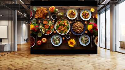 Amazing Colorful Vegetarian Feast Dinner Table Wall mural