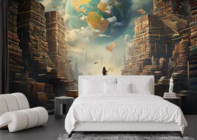 Amazing World of Books Concept Wall mural