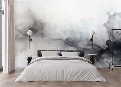 Black and white gradient watercolor on white background Wall mural