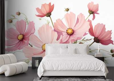 Cosmos flower drawing illustration design Wall mural