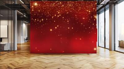 Fantastic Elegant Red Festive Background with Golden Glitter Wall mural