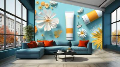 Flat Lay Sunscreen Ultimate Protection Wall mural