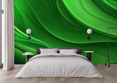 Green abstract beautiful wallpaper background with wave pattern in it. Generative AI. Wall mural