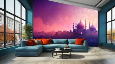 Modern Arabic Calligraphy of an Eid Greeting Happy Eid Wall mural