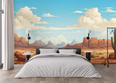 Perfect Pixel art desert Seamless Background Wall mural