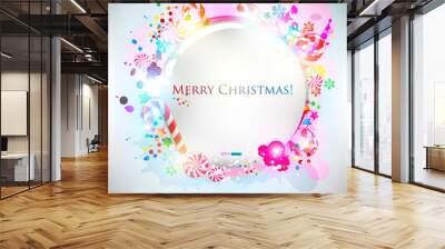 Abstract glossy speech bubble with Christmas candy. Vector backg Wall mural