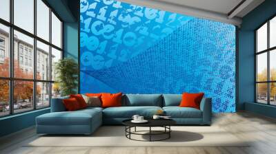 Abstract blue background. Digits. Wall mural