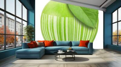 Green apple with bar-code Wall mural