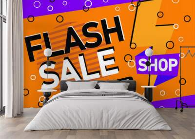 11% off flash sale. Design for business. Discount banner promotion template in orange. Wall mural