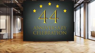 44th birthday golden years. Poster template for party and event celebrating birthday. black and gold vector Wall mural