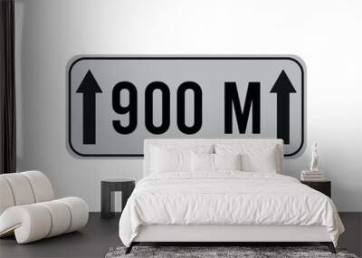 900 meters distance. Vector sign with distance in meters. Footage numeral isolated on white background Wall mural