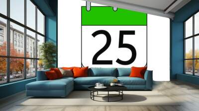 day 25 green calendar icon with white background Wall mural