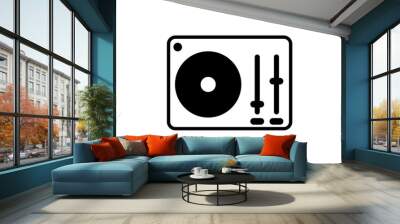 Disk jockey icon. Vector music record player isolated on white background Wall mural