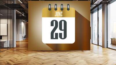 Icon day 29 june, wooden calendar template for holidays and events Wall mural