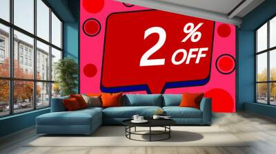 red 2% discount price sign Wall mural