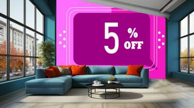 Sale banner for stores. 5% off. pink illustration Wall mural