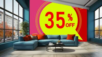 Special offer with 35% off sales. Advertisement in red and yellow Wall mural