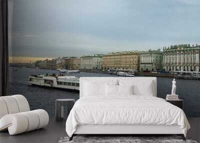 Tourist boat on the river. Wall mural