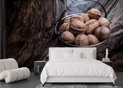 Background with walnuts closeup Wall mural