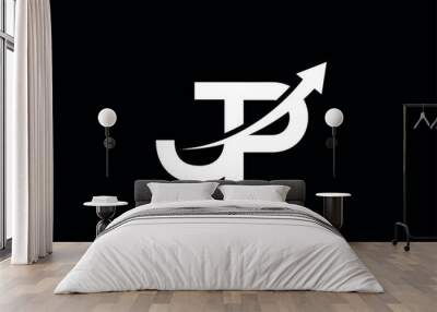 simple minimal letter jp arrow logo Wall mural