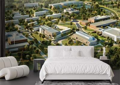 Aerial View of Sprawling Biotechnology Research and Innovation Campus Wall mural