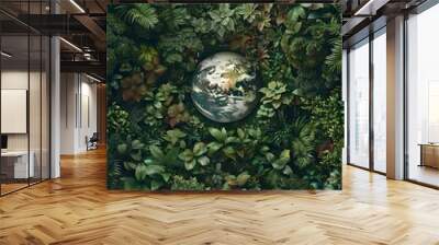 Earth Nestled in a Vibrant D Rendered Forest Canopy A Sustainable Ecoconscious Vision Wall mural