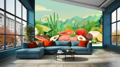 Vibrant Display of Fresh Produce from Garden to Plate Wall mural