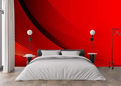 red abstract waves background vector Wall mural