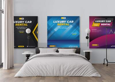 Rent a car banner for flyer and social media post template Wall mural