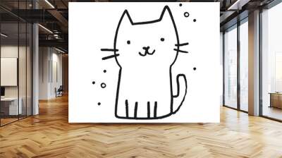 Doodle cat face in minimalistic style Wall mural