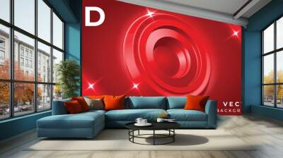 flat 3d style gradient red color with light effect background design vector template Wall mural