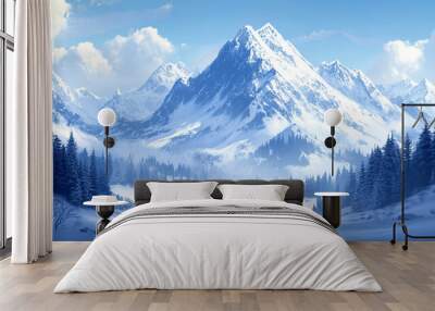 Landscape of snow moutain background. Wall mural