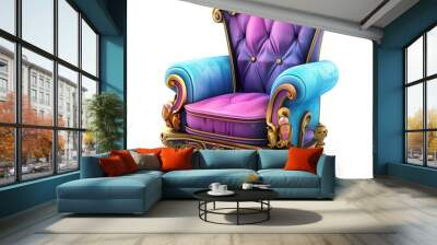 3D cartoon art style of chair sofa isolated white background, graphic element resource design Wall mural