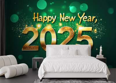 2025 happy new year 2025 text new year 2025 
 Wall mural