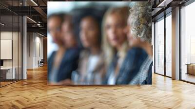 group of professional people sitting at a table in a boardroom listening to one woman talking about business strategy. generative AI
 Wall mural