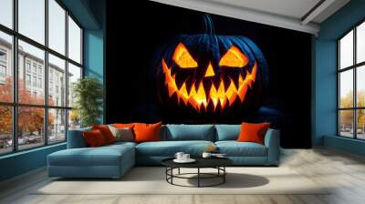 Real Jack O Lantern for halloween isolated on black background
 Wall mural