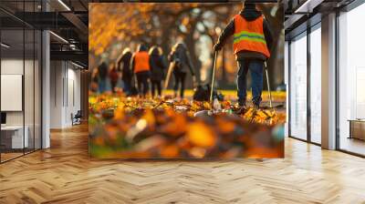 Waste management crew cleaning up litter in public parks
 Wall mural