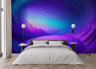 Abstract mystical purple landscape. Generative AI. Wall mural