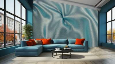 Pale blue satin, drapery, textile background Wall mural